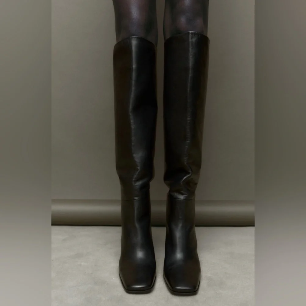 Zara heeled boots leather black - Picture 6 of 8